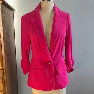 Soho Apparel Pink Blazer with Notched Lapels and Tailored Fit